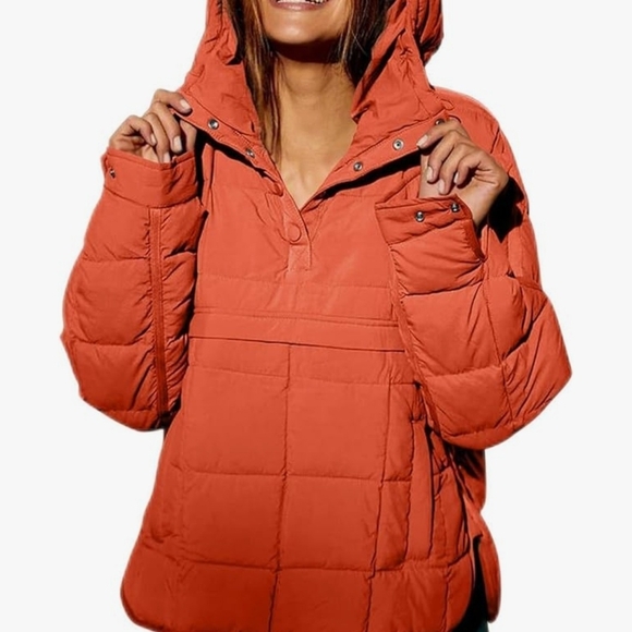 Women's Orange Quilted Jacket - Picture 2 of 10